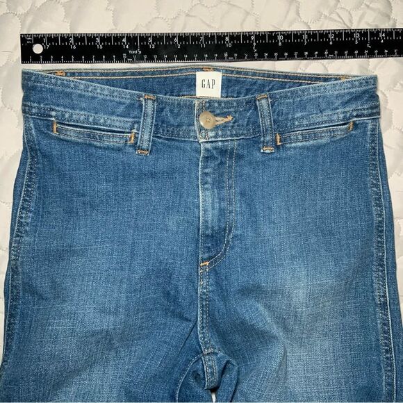 Sz 25 / 0 gap High Waist Medium Indigo Blue Crop Jean Pants - Picture 5 of 10